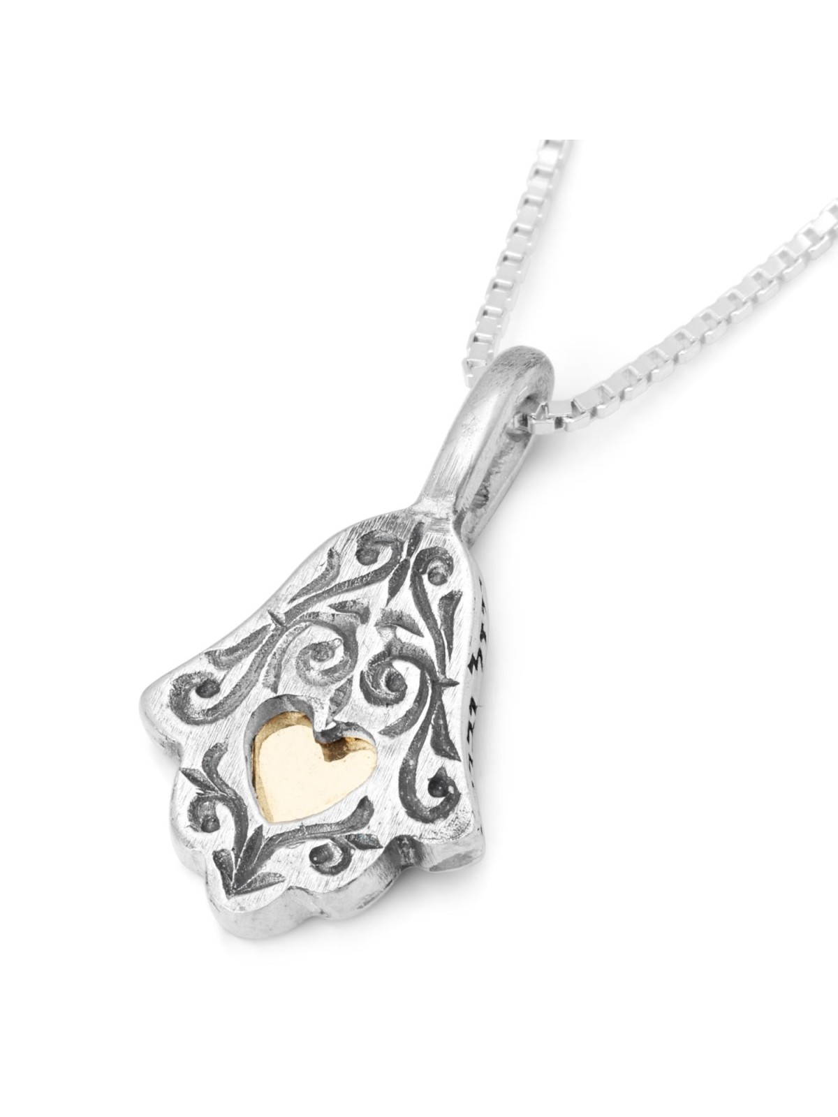 Collier Hamsa ethnique en argent sterling et or 9 carats - Chance et bénédiction