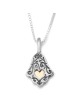 Sterling Silver and 9K Gold Ethnic Hamsa Necklace - Luck and Blessing
