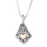 Sterling Silver and 9K Gold Ethnic Hamsa Necklace - Luck and Blessing