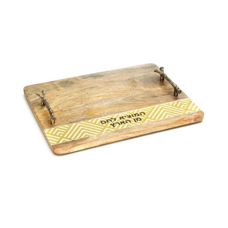 Wood Challah Board Gold Grain and Stripe Bread Ble... | Challah Boards