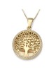 Collier pendentif grand arbre de vie en or 14 carats avec diamants étincelants