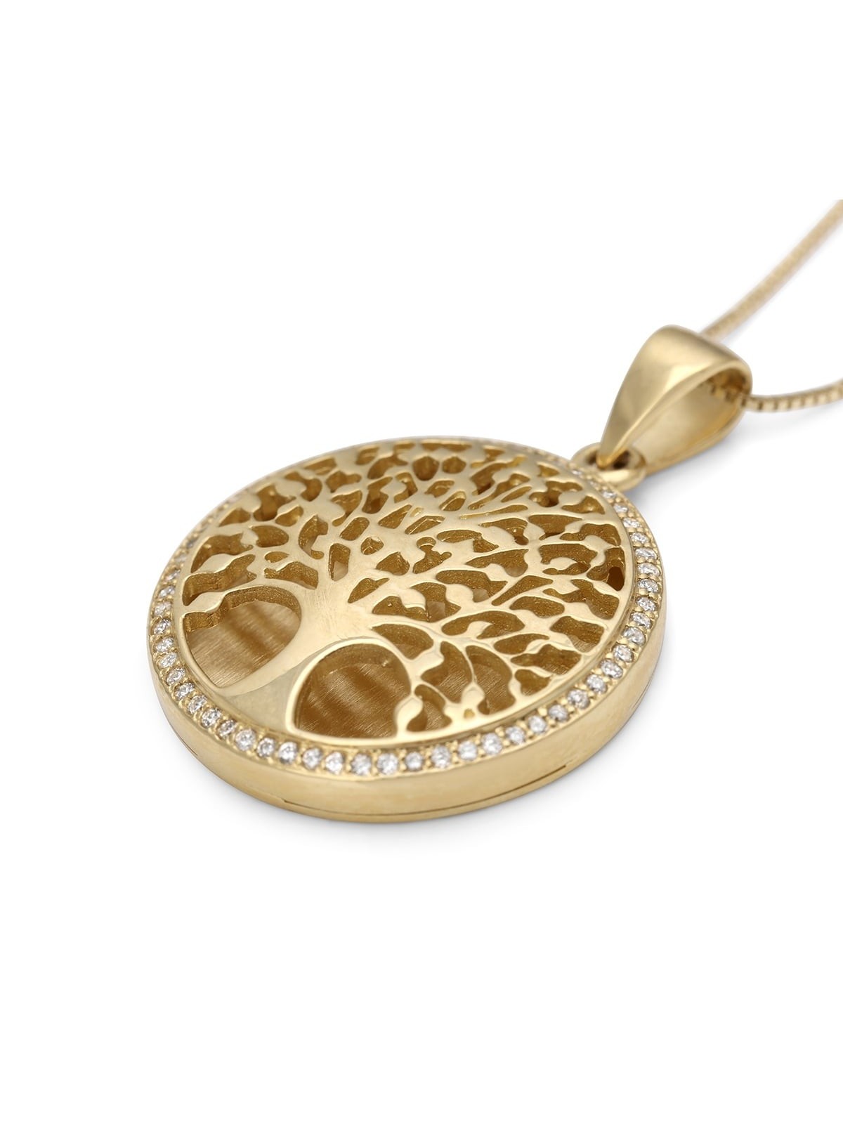14K Gold Large Tree of Life Pendant Necklace with Sparkling Diamonds