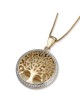 Collier pendentif grand arbre de vie en or 14 carats avec diamants étincelants
