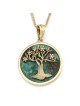 14K Gold and Eilat Stone Tree of Life Pendant Necklace