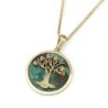 14K Gold and Eilat Stone Tree of Life Pendant Necklace