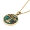 14K Gold and Eilat Stone Tree of Life Pendant Necklace