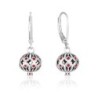 Sterling Silver Dangling Pomegranate Earrings with Red Enamel