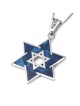 Pendentif étoile de David unisexe en or blanc 14 carats avec pierre d'Eilat