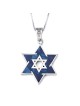 Pendentif étoile de David unisexe en or blanc 14 carats avec pierre d'Eilat