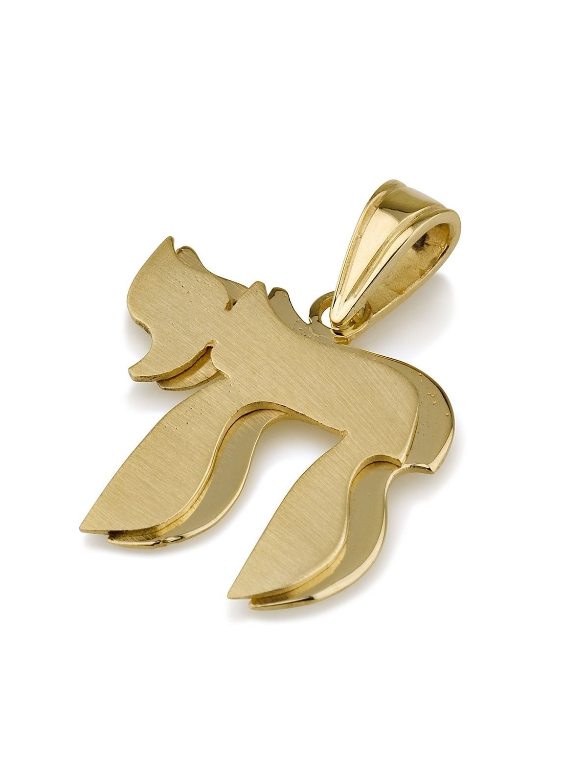 14K Gold Double Chai Pendant