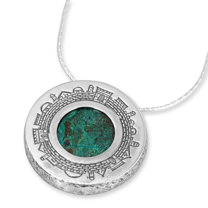 Eilat Stone and Silver Circle Necklace - Old Jerusalem
