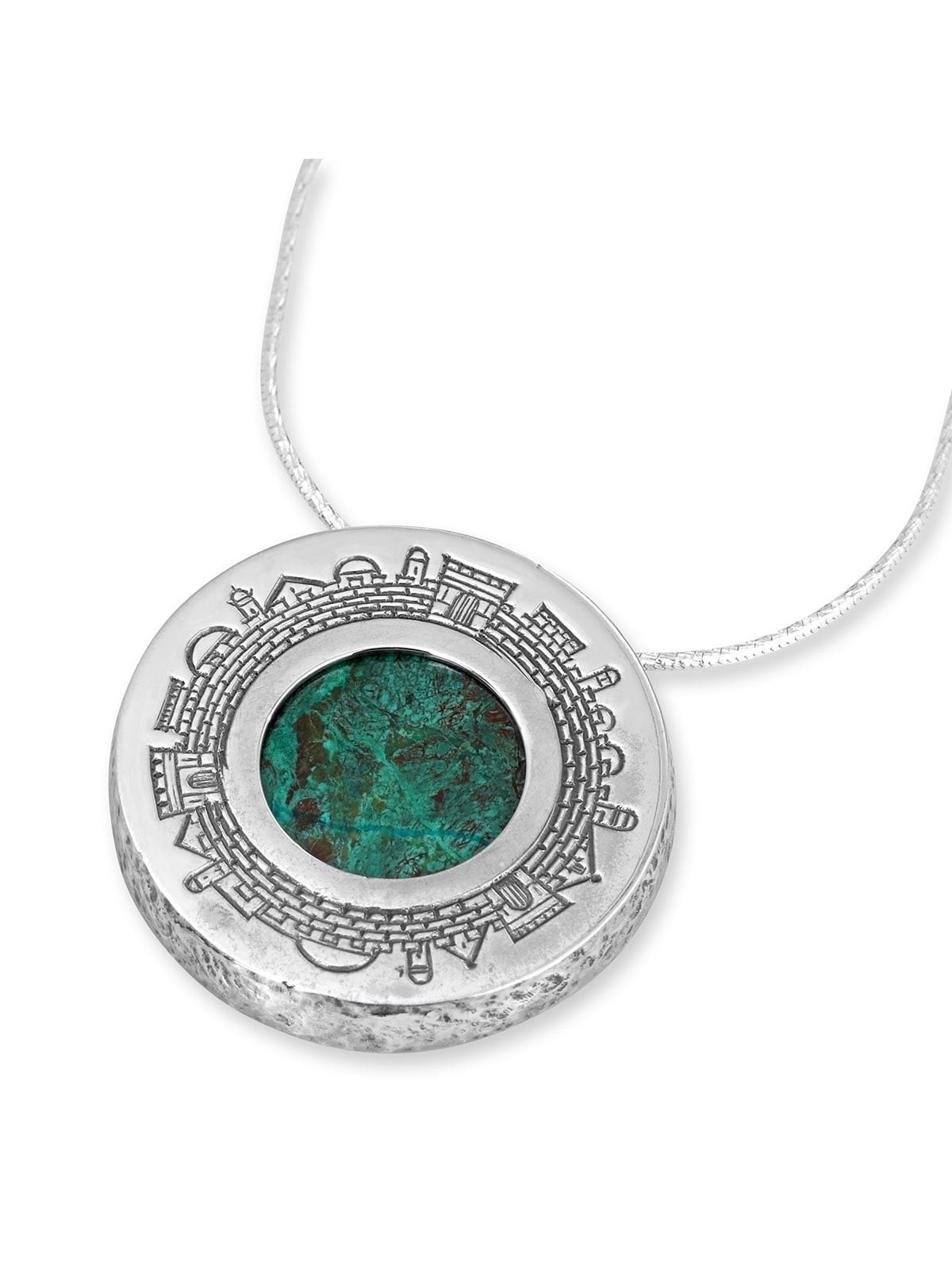 Eilat Stone and Silver Circle Necklace - Old Jerusalem