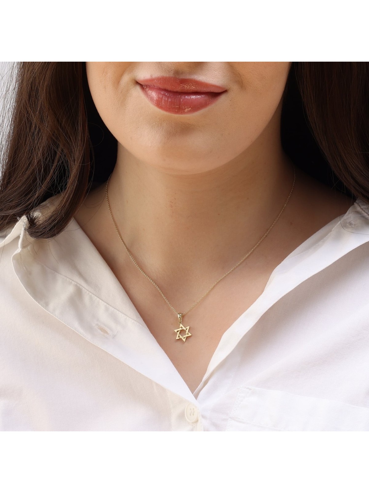 Pendentif délicat étoile de David en or 14 carats pour enfants - Option de couleur