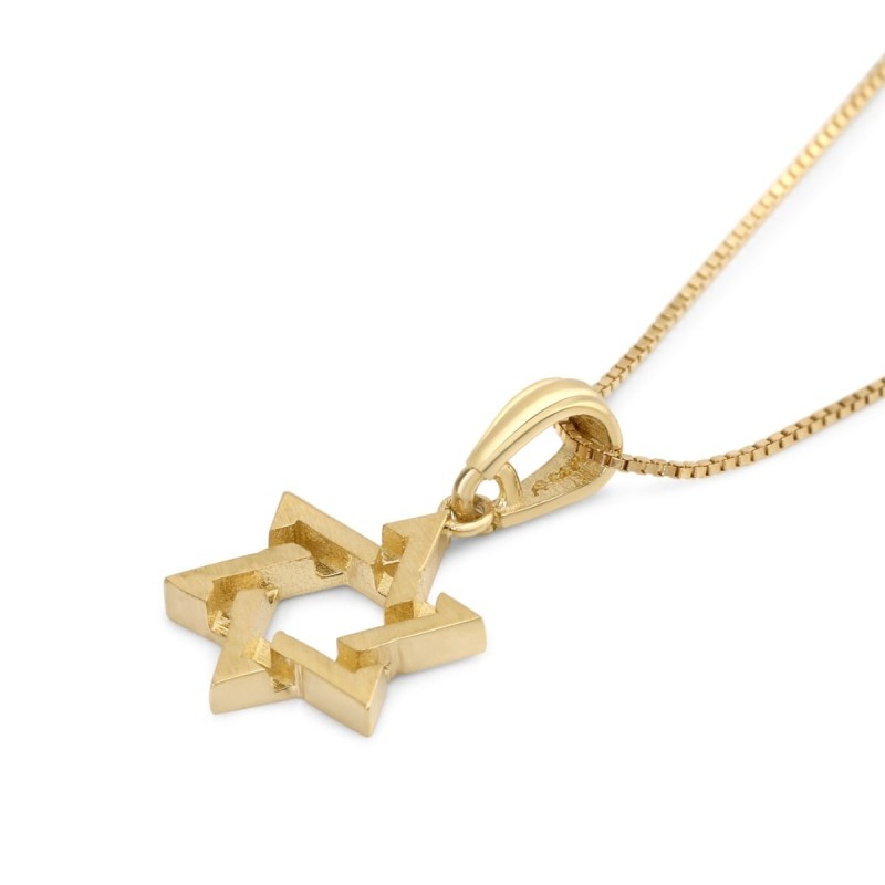 Pendentif délicat étoile de David en or 14 carats pour enfants - Option de couleur