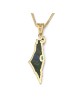 14K Gold Map of Israel Pendant with Eilat Stone - Yellow or White Gold
