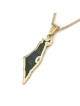 Pendentif Carte d’Israël en or 14 carats avec pierre d’Eilat - Or jaune ou blanc