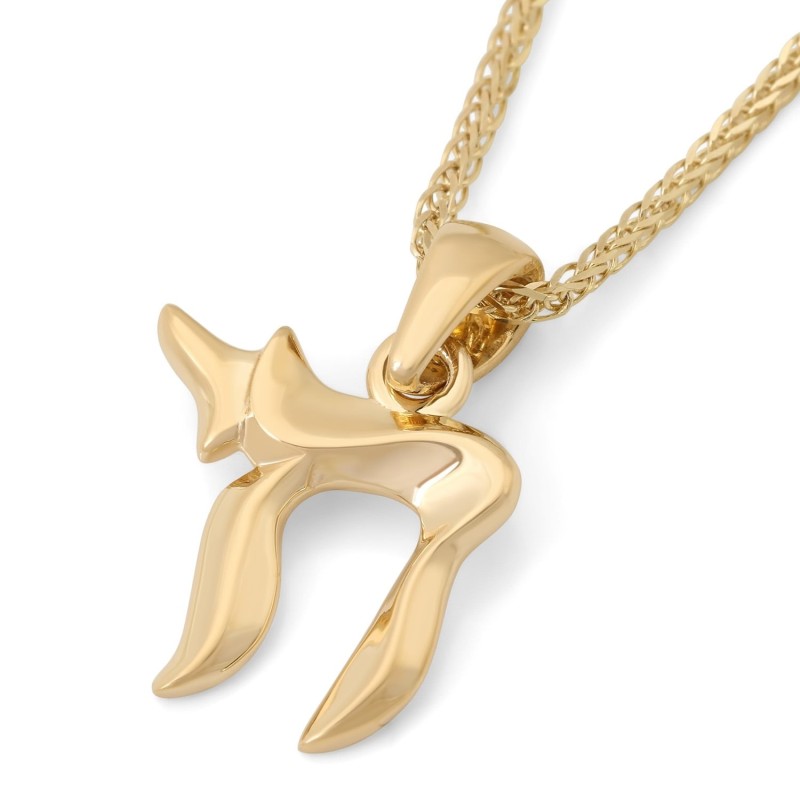 Collier avec pendentif Chai en or 14 carats pour femme