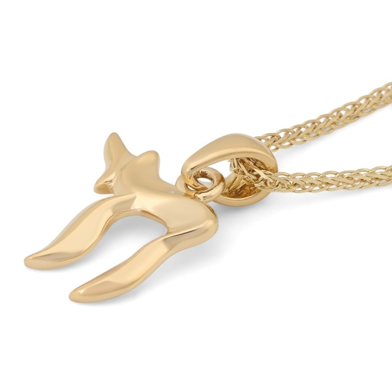 Collier avec pendentif Chai en or 14 carats pour femme