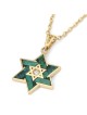 14K Gold Diamond and Eilat Stone Star of David Pendant