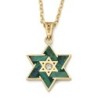 14K Gold Diamond and Eilat Stone Star of David Pendant