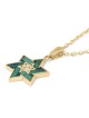 14K Gold Diamond and Eilat Stone Star of David Pendant