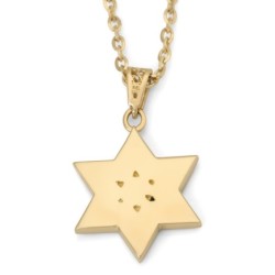 14K Gold Diamond and Eilat Stone Star of David Pendant
