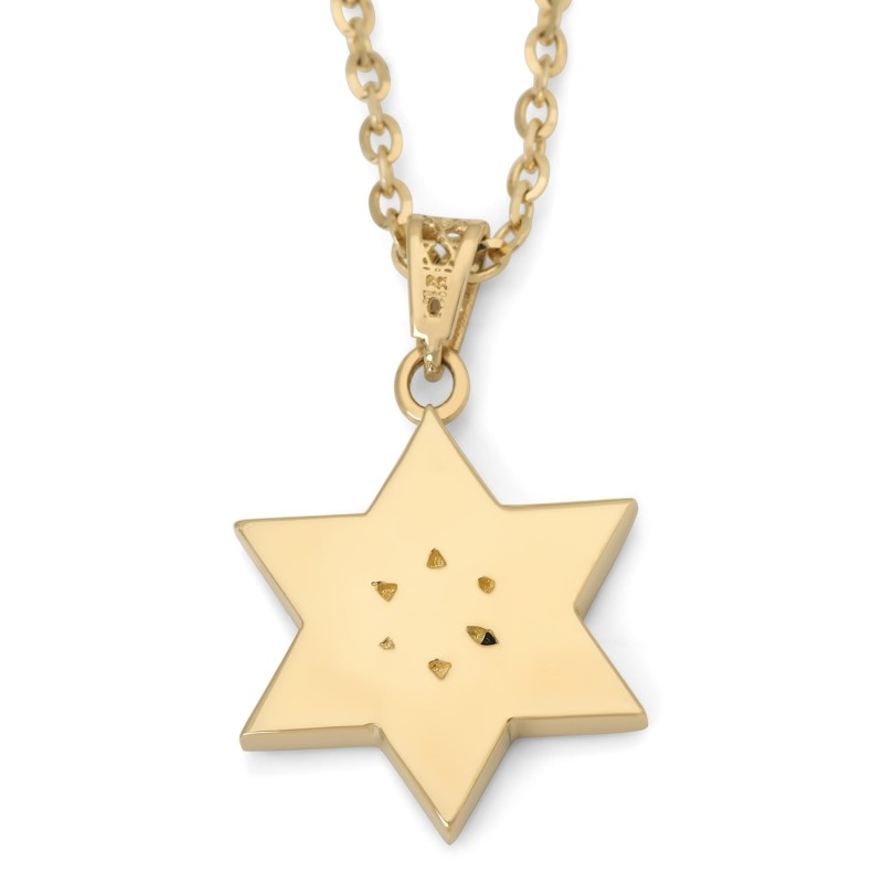 Pendentif étoile de David en or 14 carats et pierre d'Eilat