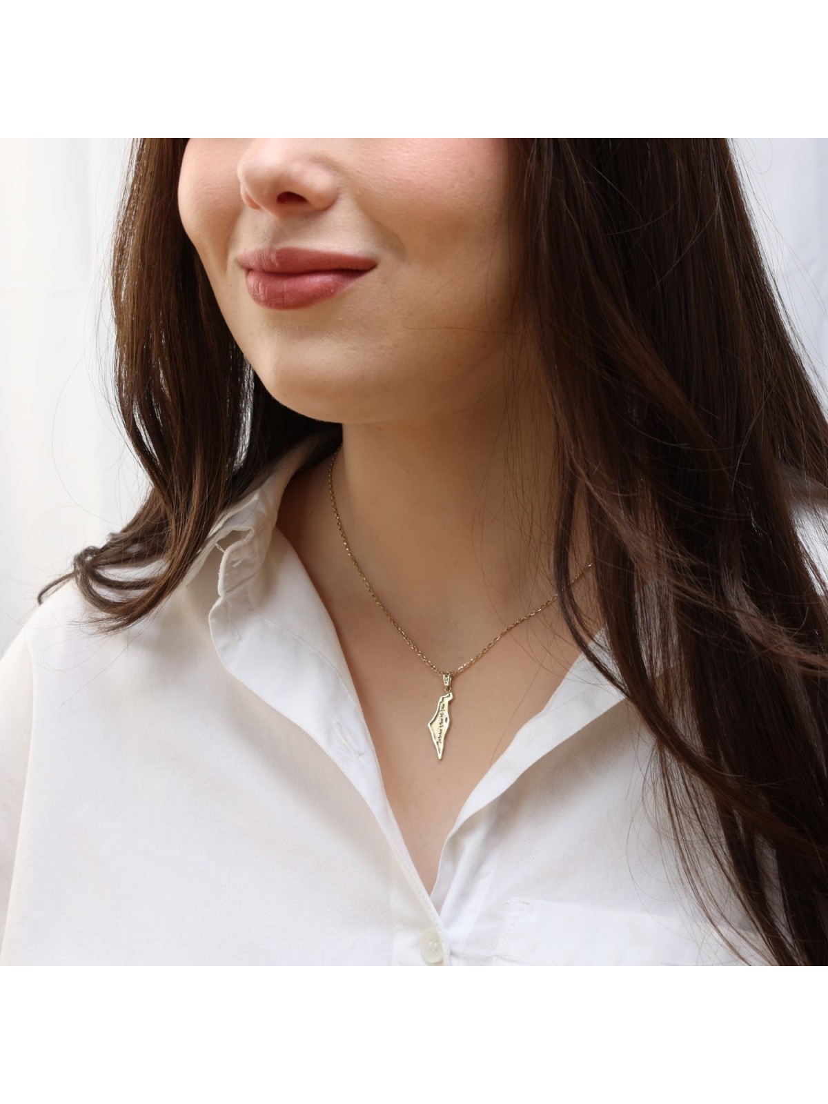 14K Gold No Other Land Map of Israel Pendant - Unisex