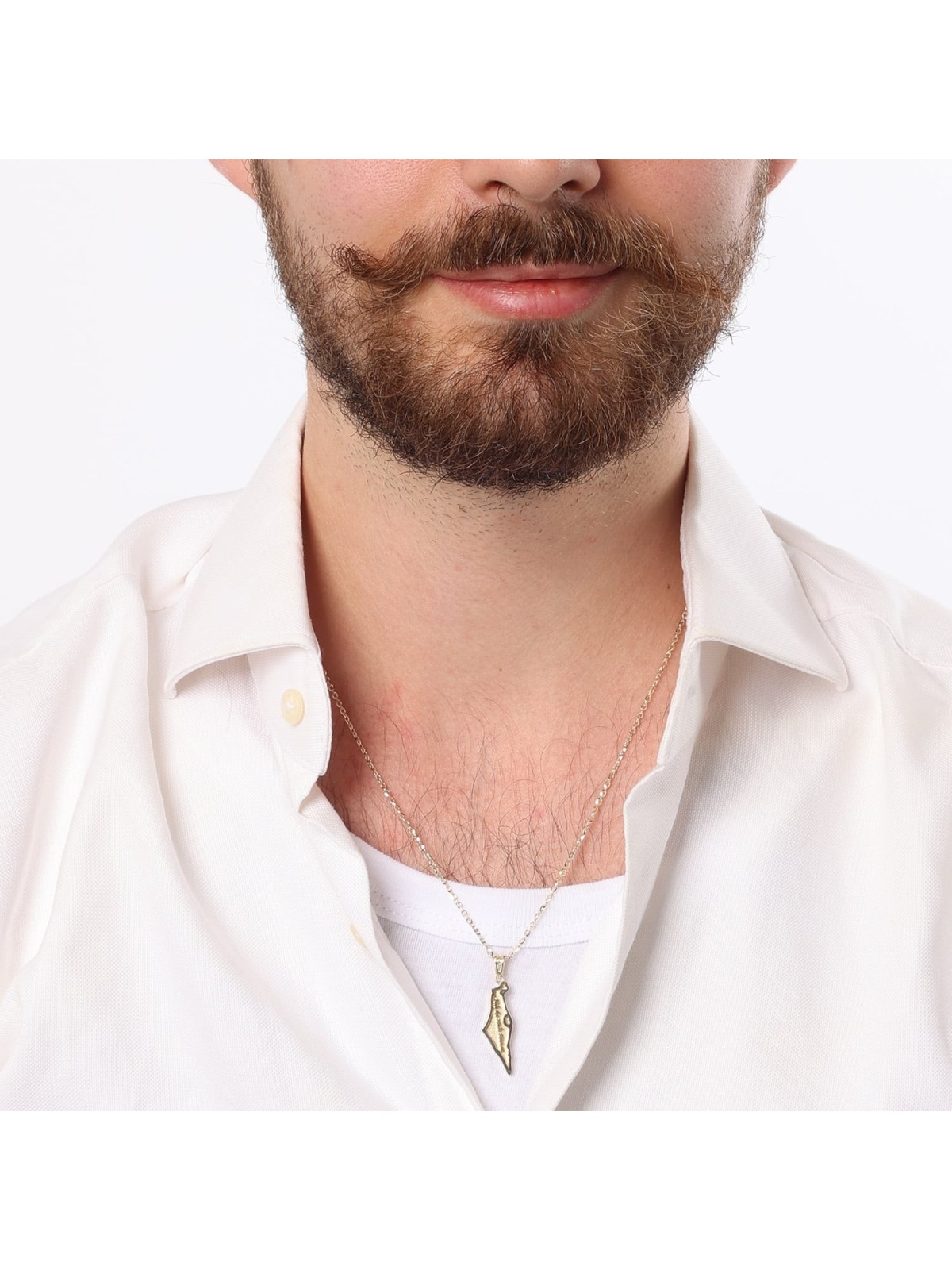 Pendentif carte d'Israël en or 14 carats No Other Land - Unisexe