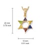 14K Gold Star of David Pendant Necklace with Multicolored Stones