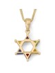 Collier pendentif étoile de David en or 14 carats avec pierres multicolores
