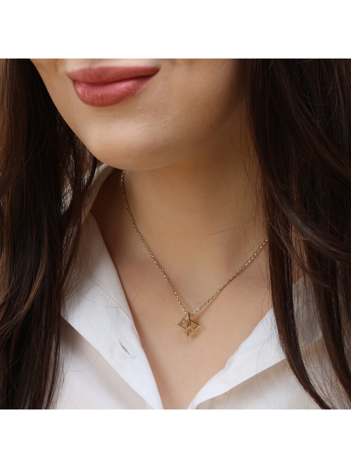 Collier pendentif unisexe étoile de David Merkaba en or 14 carats