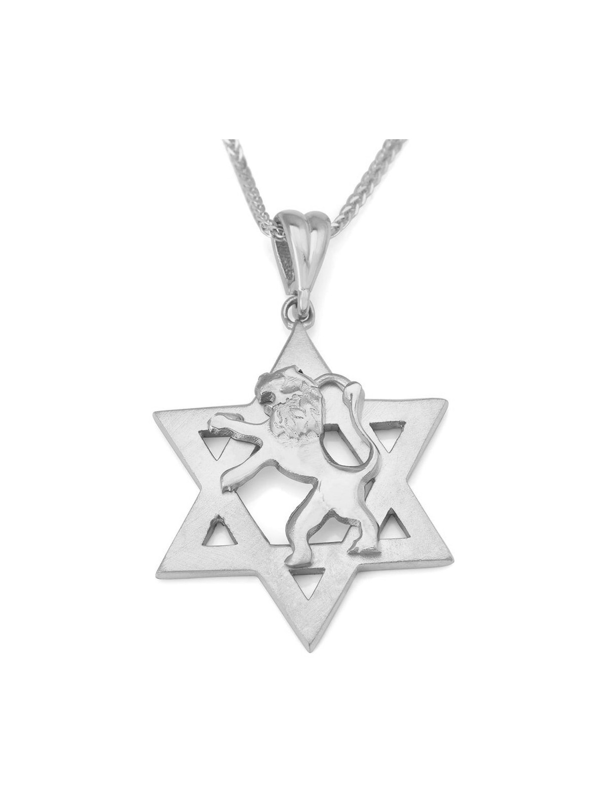 Star of David & Lion of Judah 14K Gold Pendant Necklace - Yellow or Wh