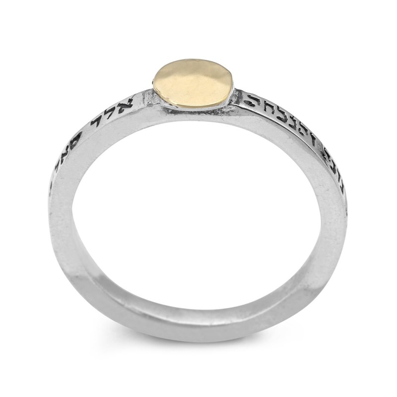 Sterling Silver and 9K Gold Kabbalistic Names Ring