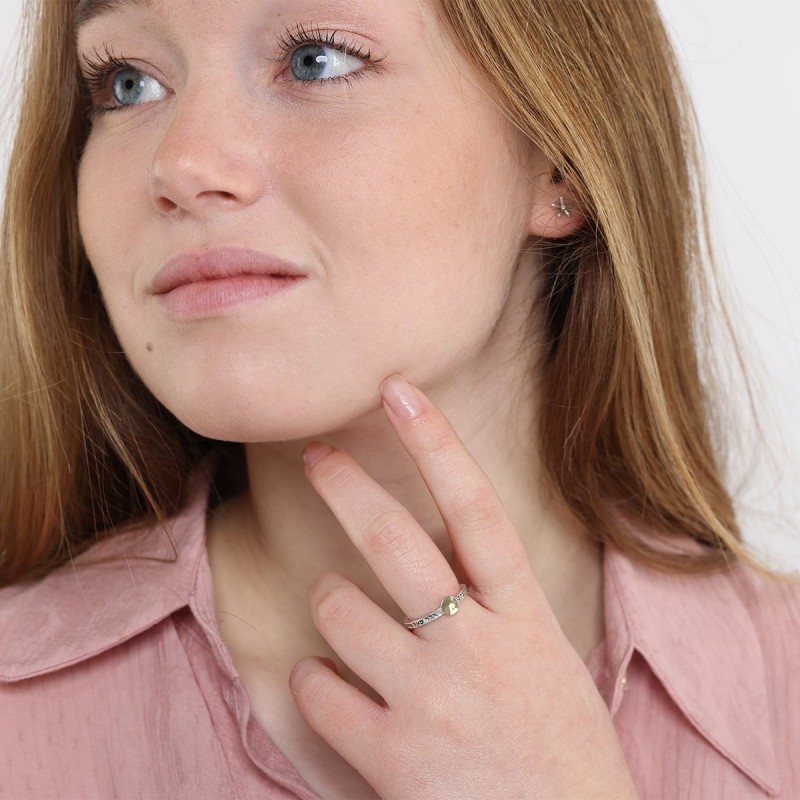 Bague de noms kabbalistique en argent sterling et or 9 carats