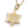 14K Gold Star of David Pendant Necklace With Studded Design - Yellow o