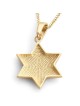 14K Gold Star of David Pendant Necklace With Studded Design - Yellow o