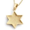 14K Gold Star of David Pendant Necklace With Studded Design - Yellow o