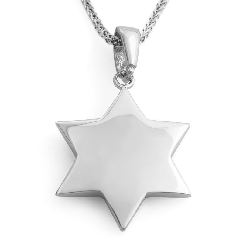 Collier pendentif étoile de David en or 14 carats avec motif clouté - Jaune o