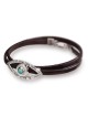 Bracelet Kabbale Evil Eye en Cuir Argenté et Marron - Porat Yosef