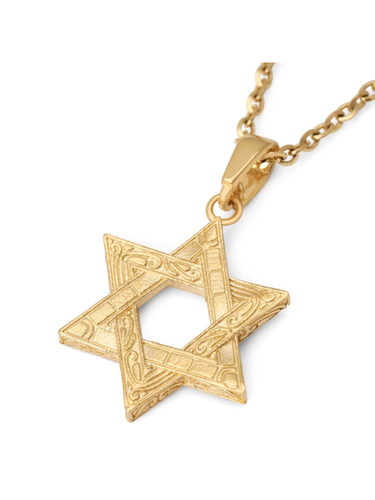 שרשרת תליון מגן דוד מזהב 14 קראט יוקרתית עם פסיפס עתיק