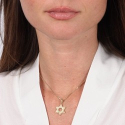 Luxurious 14K Gold Star of David Pendant Necklace With Ancient Mosaic