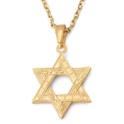 Luxurious 14K Gold Star of David Pendant Necklace With Ancient Mosaic