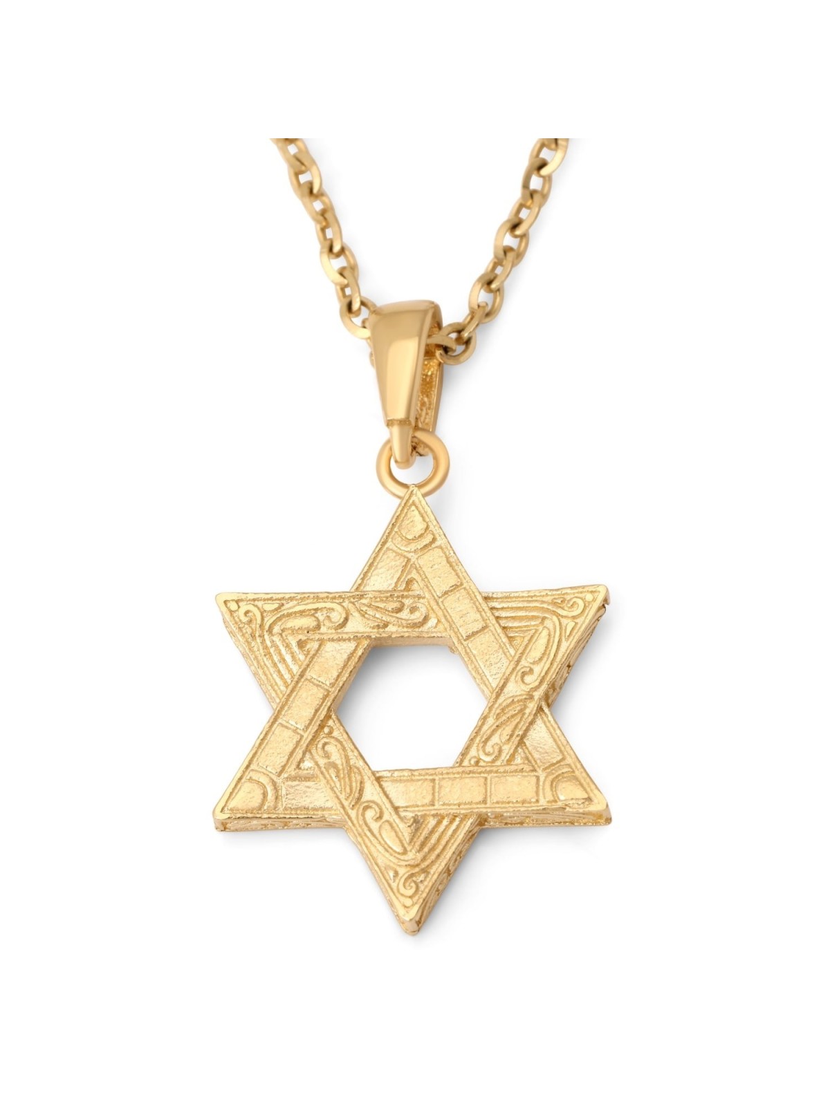 שרשרת תליון מגן דוד מזהב 14 קראט יוקרתית עם פסיפס עתיק
