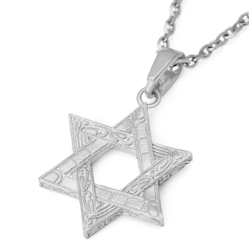 שרשרת תליון מגן דוד מזהב 14 קראט יוקרתית עם פסיפס עתיק
