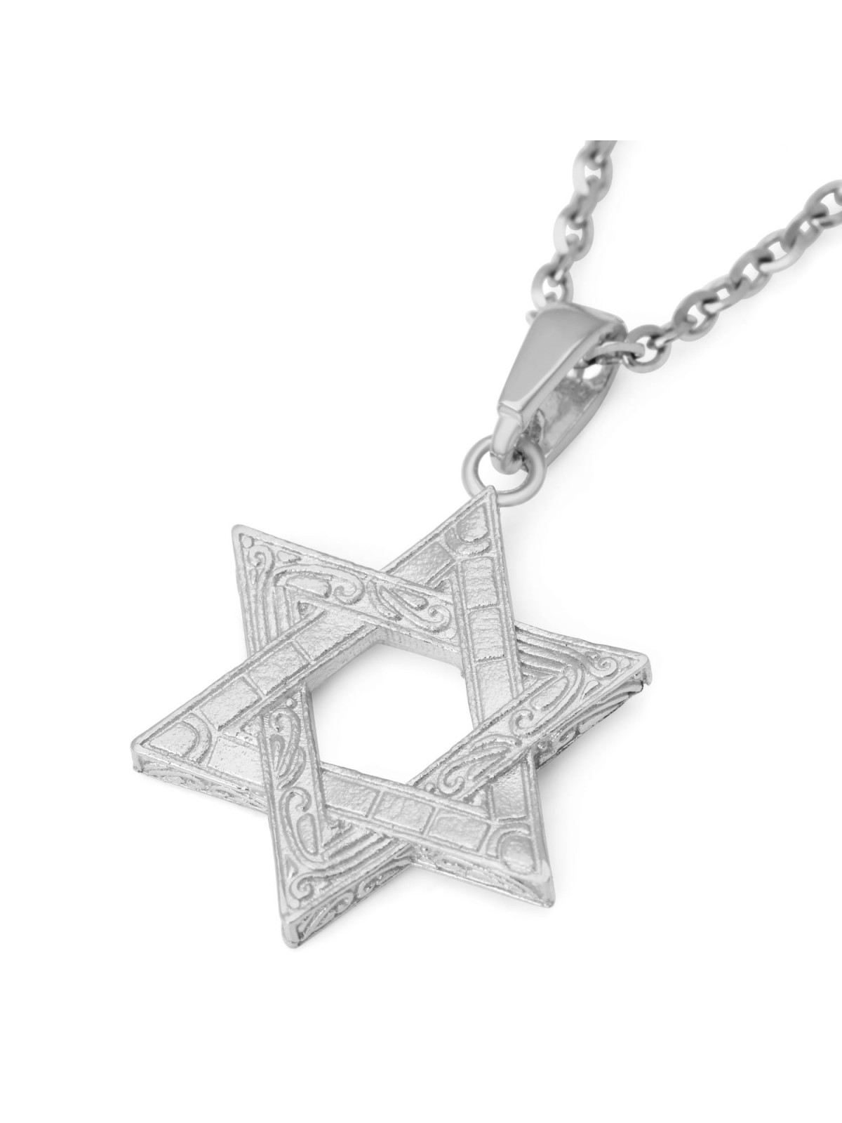 Luxueux collier pendentif étoile de David en or 14 carats avec mosaïque ancienne
