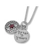 Priestly Blessing: Double Disk Star of David Necklace with Garnet - Nu