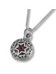 Bénédiction sacerdotale : Collier double disque étoile de David avec grenat - Nu