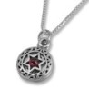 Priestly Blessing: Double Disk Star of David Necklace with Garnet - Nu