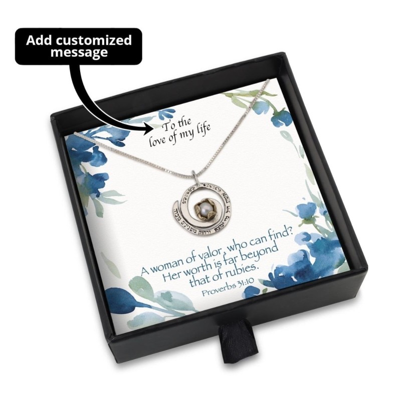 Coffret Cadeau Femme de Valeur avec Argent Sterling et Perle Femme de Valeur Ne